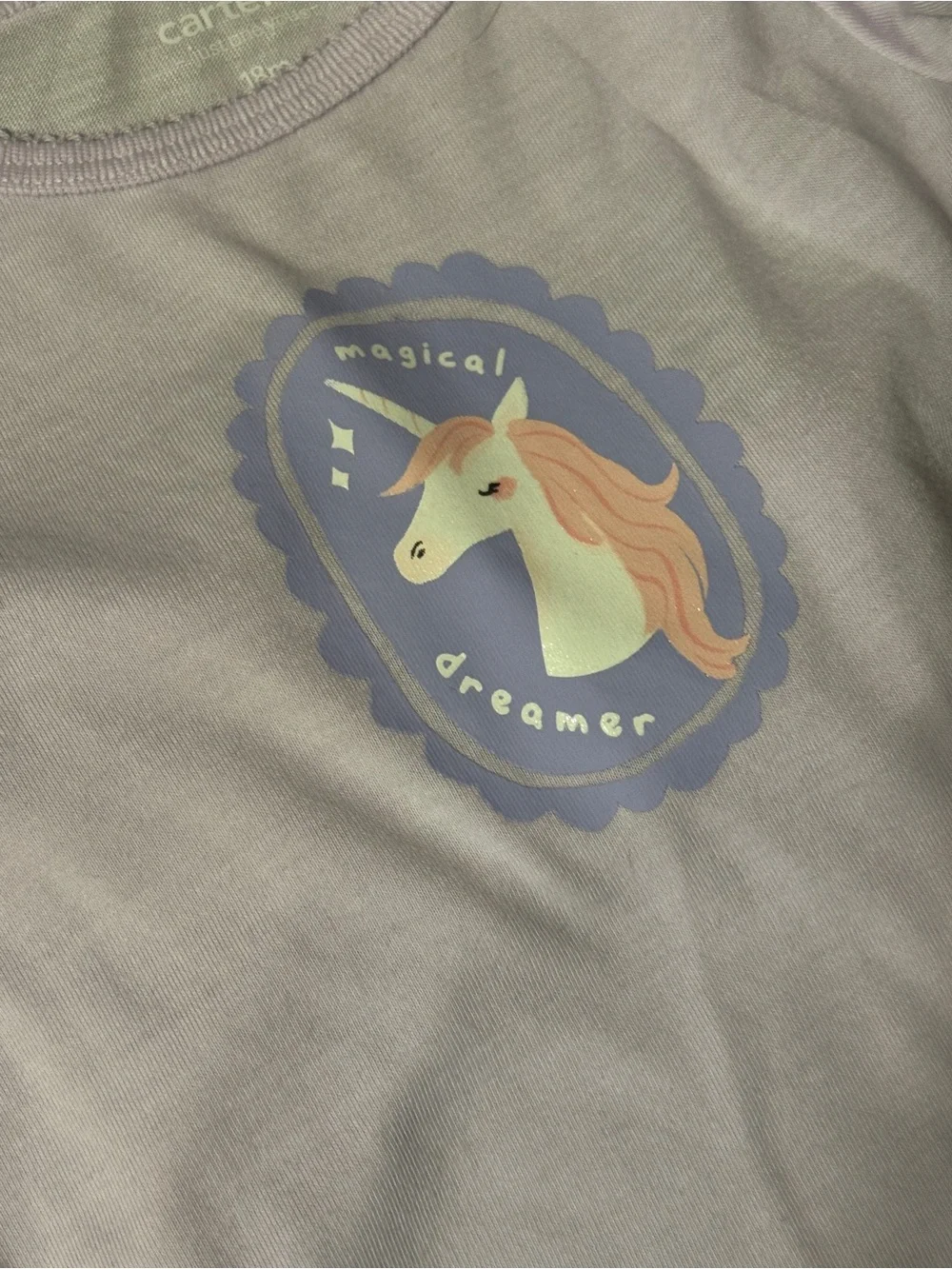 Carter's Lavender Unicorn Pajama Set with Pastel Accents